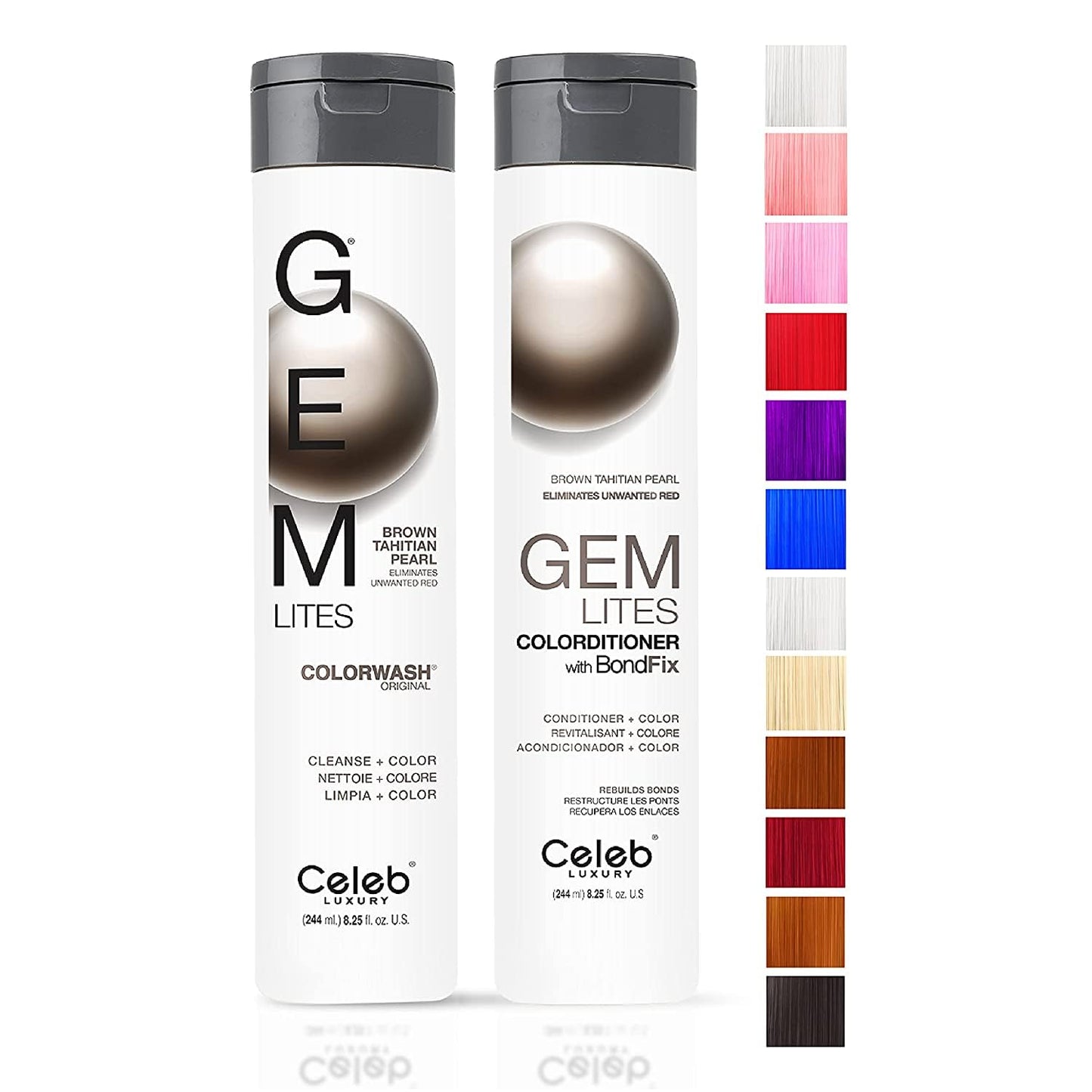 Celeb Luxury Gem Lites Duo Color Depositing Colorwash Shampoo & Conditioner Set + Bondfix Bond Rebuilder, Semi Permanent Hair Color, Vegan Hair Dye Beauty & Personal Care Celeb Luxury