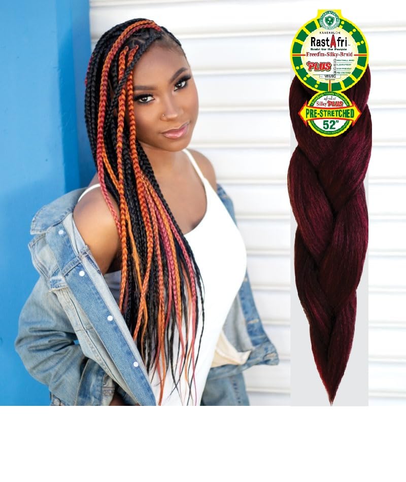 RastAfri Freed'm Silky Braid 24 Inch Pre-Stretched Braiding Hair | 100% Afrelle Modacrylic Fiber from Kanekalon | Soft Lightweight Hair for Box Braids