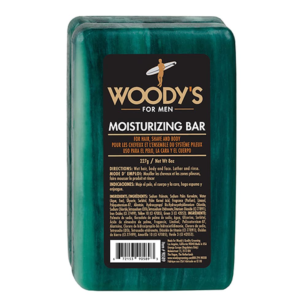Woody's 3-in-1 Moisturizing Bar for Men, For Hair, Shave, and Body, All-Purpose Massage Bar Soap, Gentle Massage, Adds Moisture, for All Hair and Skin Beauty & Personal Care Woody's