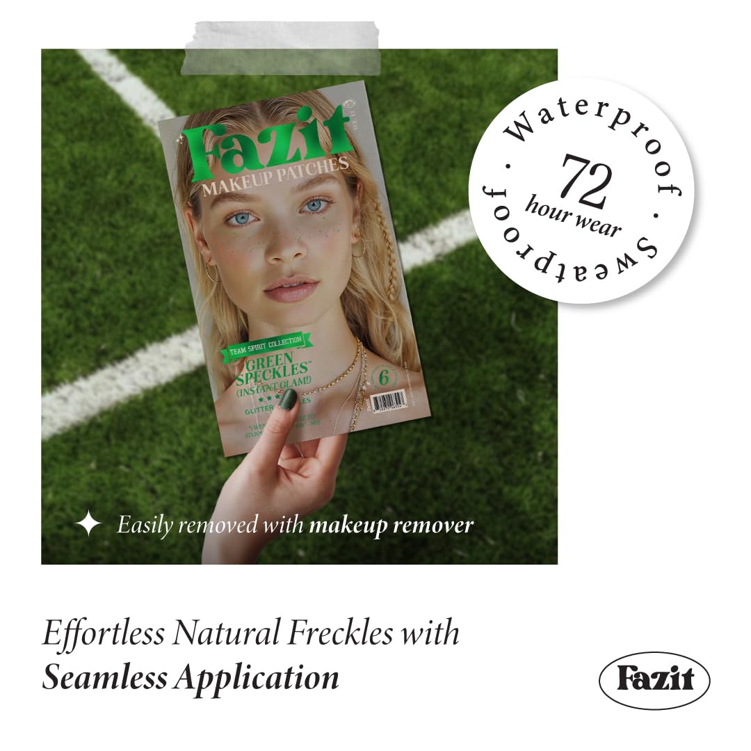 Fazit Green Speckles - Glitter Freckle Makeup Patches - Shimmering Faux Freckles & Body Glitter - Waterproof, Long-Lasting Instant Glamour Beauty & Personal Care Fazit