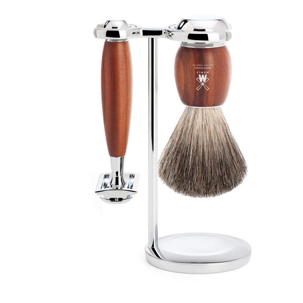MÜHLE VIVO Plumwood 3-piece Pure Badger Safety Razor Shaving Set Beauty and Personal Care MÜHLE