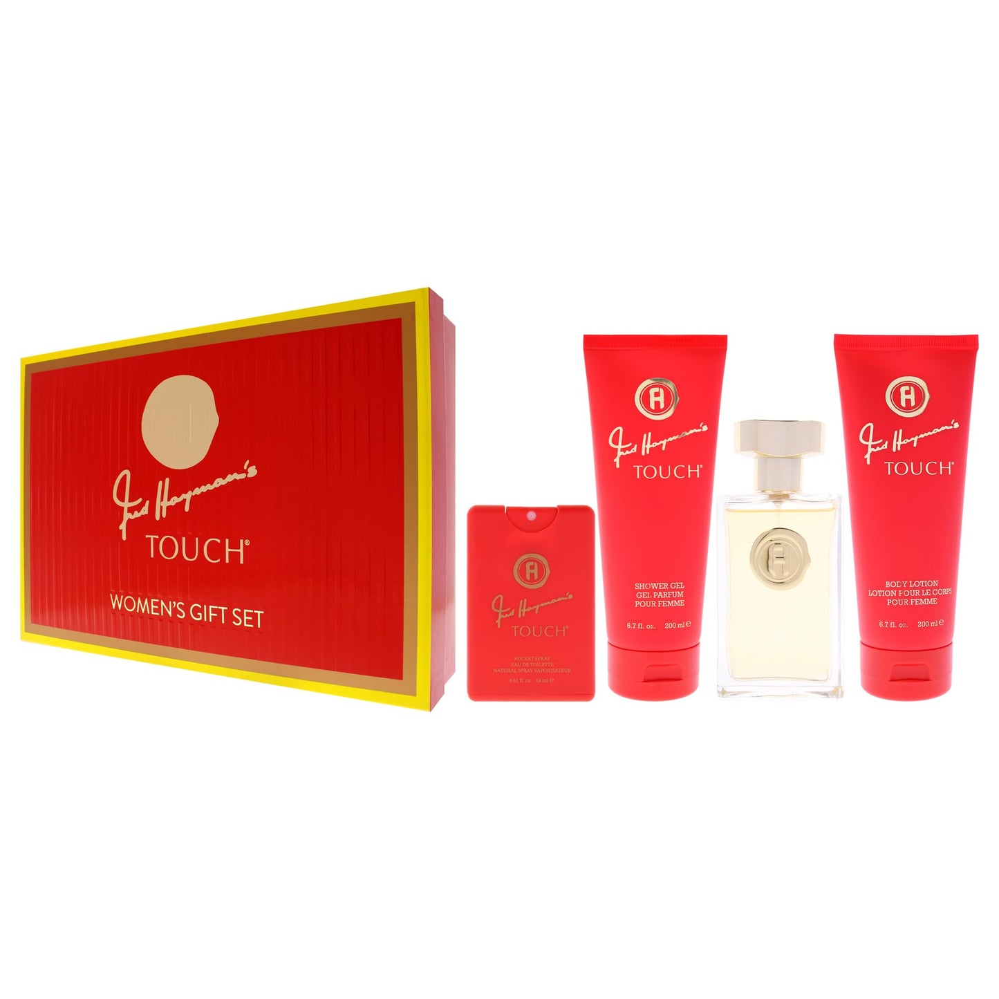 Touch by Fred Hayman for Women - 4 Pc Gift Set 3.4oz EDT Spray, 0.61oz EDT Spray, 6.7oz Body Lotion, 6.7oz Shower Gel Beauty & Personal Care Fred Hayman