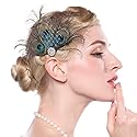 Aimimier 1920s Flapper Peacock Feather Hair Clip Crystal Hair Piece Vintage Roaring 20s Prom Party Festival Hair Accessories for Women Beauty & Personal Care Aimimier