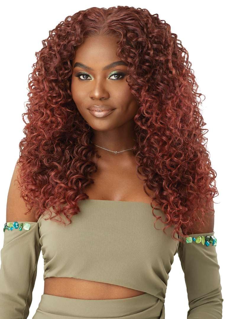 Outre 6X5 Pre-Cut Lace Closure Wig - Human Hair Blend - Dominican Curly 22" (DRST2/CHOCOLATE CARAMEL)