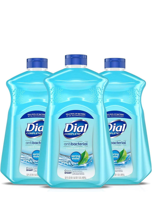 Dial Antibacterial Defense Liquid Hand Soap + Aloe, Spring Water Scent, 52 Fl Oz Hand Soap Refill (Pack of 3), Dermatologist-Tested, Gentle Formula Beauty & Personal Care Dial