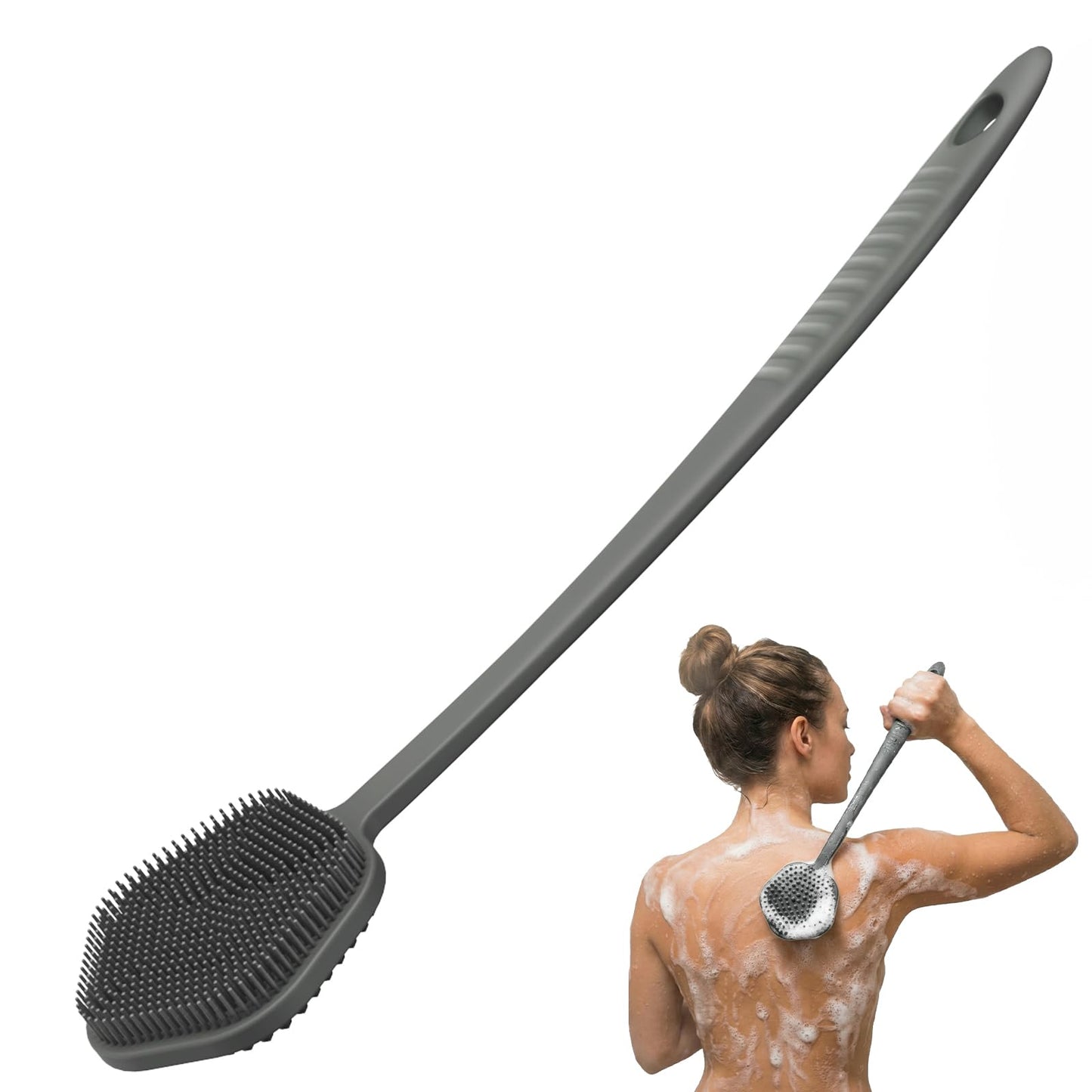 Redfly Silicone Back Scrubber for Shower Brush, 17 inch Long Handled Silicone Body Scrubber for Men & Women, Double Sided Shower Scrubber for Body Beauty and Personal Care Redfly