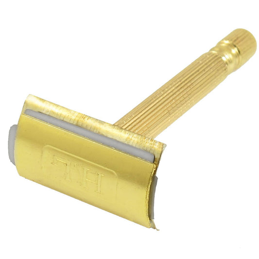 Ruilogod Men Double Edge Blade Good performance Handle Hair Removal Hand Razor Gold Tone w Case (id: de8 77e 1ec 992 254 Beauty and Personal Care Ruilogod