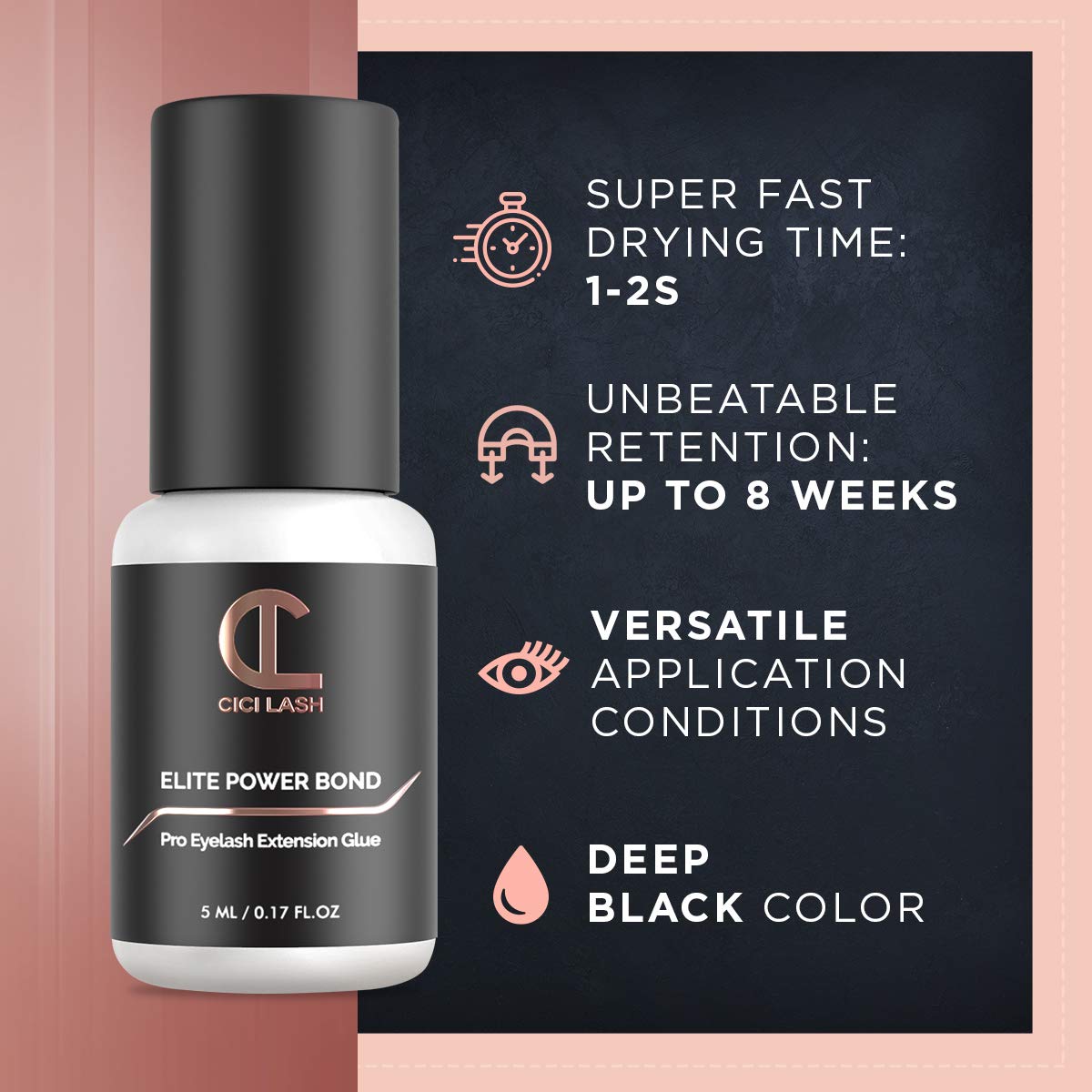Elite Power Eyelash Extension Glue for Professionals - Maximum 8 Week Retention / 1-2 Second Drying Time Semi Permanent Individual/Volume Lash Beauty & Personal Care CICI Lash