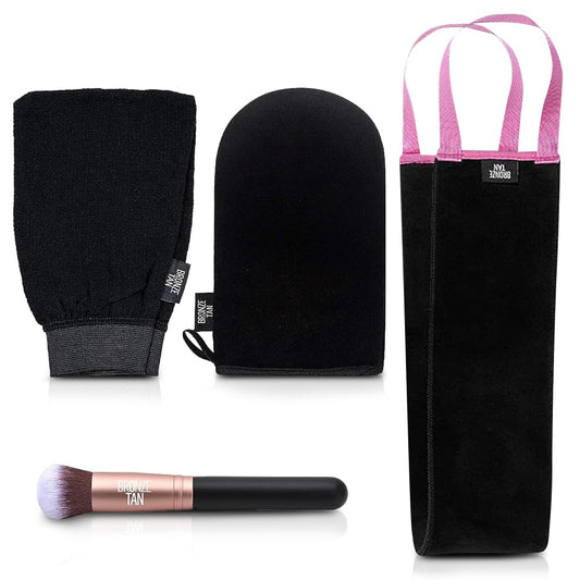 Bronze Tan Self Tanner Accessory Kit - Includes Self Tanning Mitt, Tan Remover Exfoliating Mitt, Easy-Reach Back Applicator, Tanning Brush Applicator Beauty & Personal Care Existing Beauty