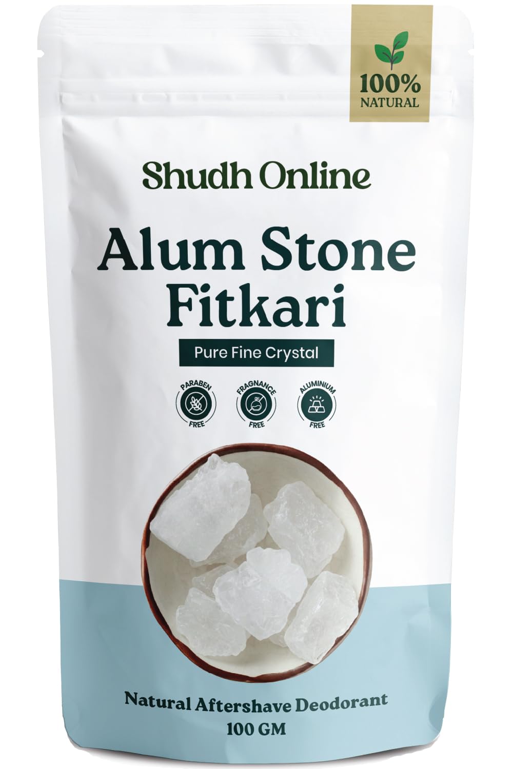 Alum Stone Organic for Face (8.8 oz - 250g) Piedra de Alumbre para Lavado Intimo - Natural Fitkari Stone for Shaving - Phitkari Alum Crystal Rocks Beauty and Personal Care Shudh Online
