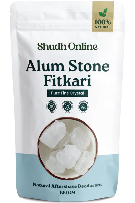 Alum Stone Organic for Face (8.8 oz - 250g) Piedra de Alumbre para Lavado Intimo - Natural Fitkari Stone for Shaving - Phitkari Alum Crystal Rocks Beauty and Personal Care Shudh Online