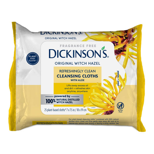 Dickinson's Original Witch Hazel Refreshingly Clean Cleansing Cloths with Aloe | 100% Natural Distilled Witch Hazel | Cleanses & Refreshes Skin | Beauty and Personal Care Dickinson's Default Title