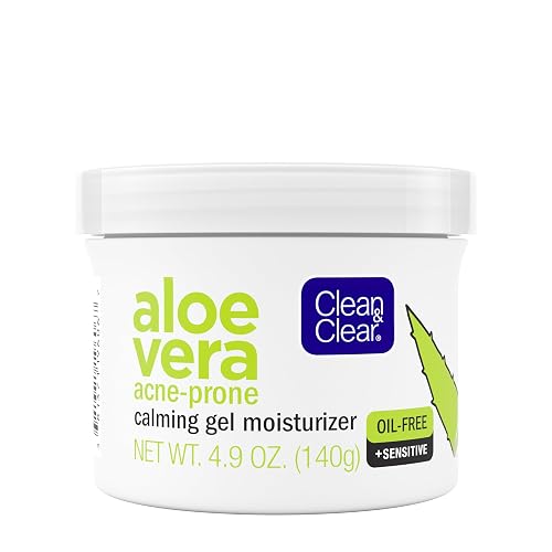 Clean & Clear Aloe Vera Calming Gel Acne Facial Moisturizer for Acne-Prone & Sensitive Skin, Oil-Free Daily Moisturizing Gel, 4.9 Oz Beauty & Personal Care Clean & Clear