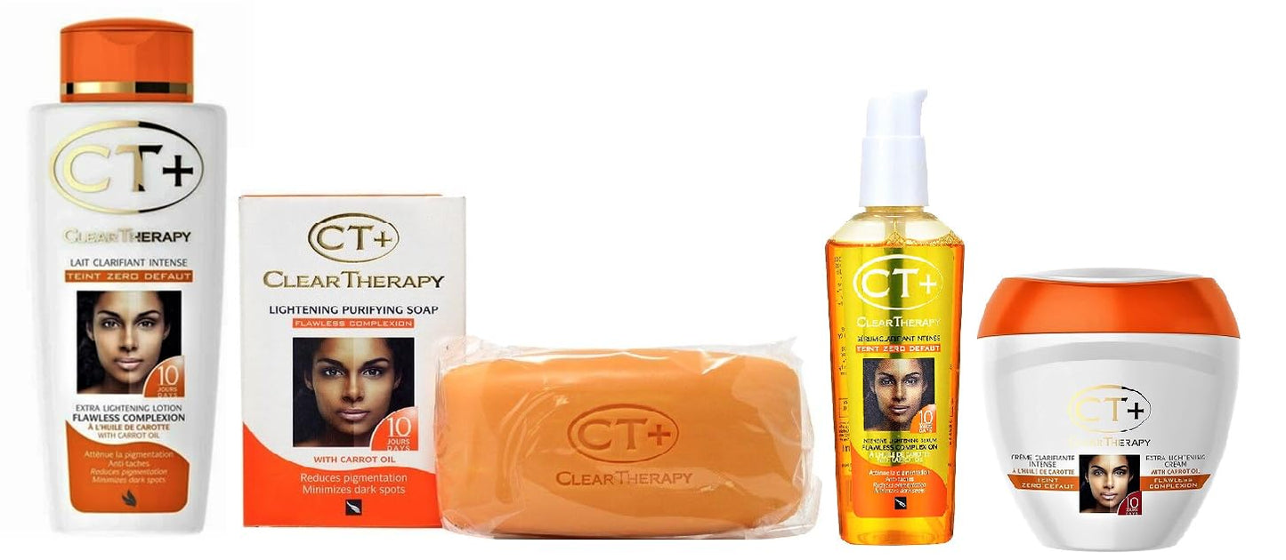 CT+ Clear Therapy Extra Lightening Skin Cream 6.76 & Lotion 8.45oz & Soap 6.17oz & Serum 2.37oz Beauty and Personal Care CT+ Clear Therapy