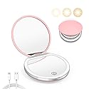 Kakuje Compact Mirror with Light, 1X/3X Magnification LED Pocket Mirror with USB Data Cable,Mini Mirror for Purse, Pocket,Travel and Present (Pink) Beauty & Personal Care Kakuje