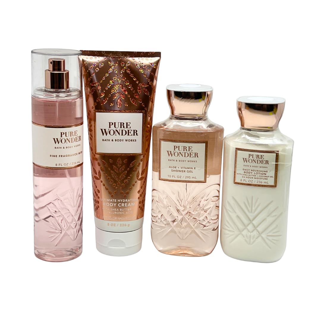 Bath & Body Works PURE WONDER Deluxe Gift Set - Fragrance Mist - Body Cream - Body Lotion - Shower Gel - Full Size Beauty & Personal Care Bath & Body Works