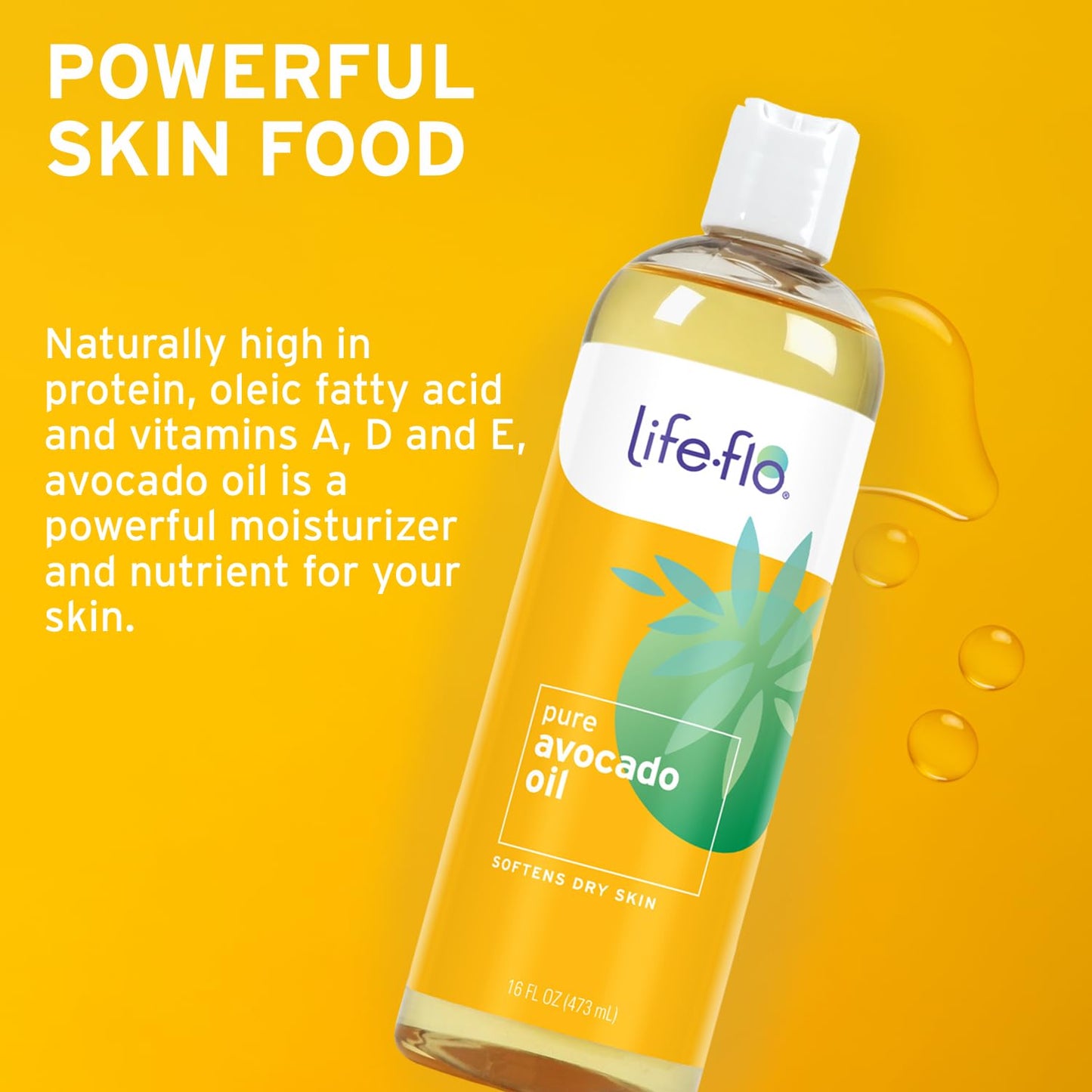 LifeFlo Pure Avocado Oil for Skin Care, Hair Care and Massage, Cold Pressed, Face and Body Moisturizer, Naturally Rich in Protein, Vitamins A, D Beauty & Personal Care Life-Flo