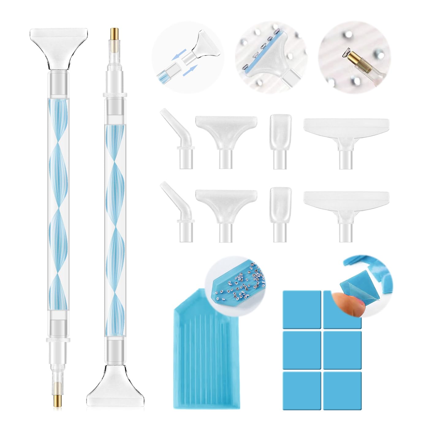 Eudaicful Rhinestone Picker Tool Kit: 2Pcs Rhinestone Picker Handle, Dual-Ended Rhinestones Applicator Dotting Tools Pen with 12 Upgraded Plastic Beauty and Personal Care Eudaicful Default Title