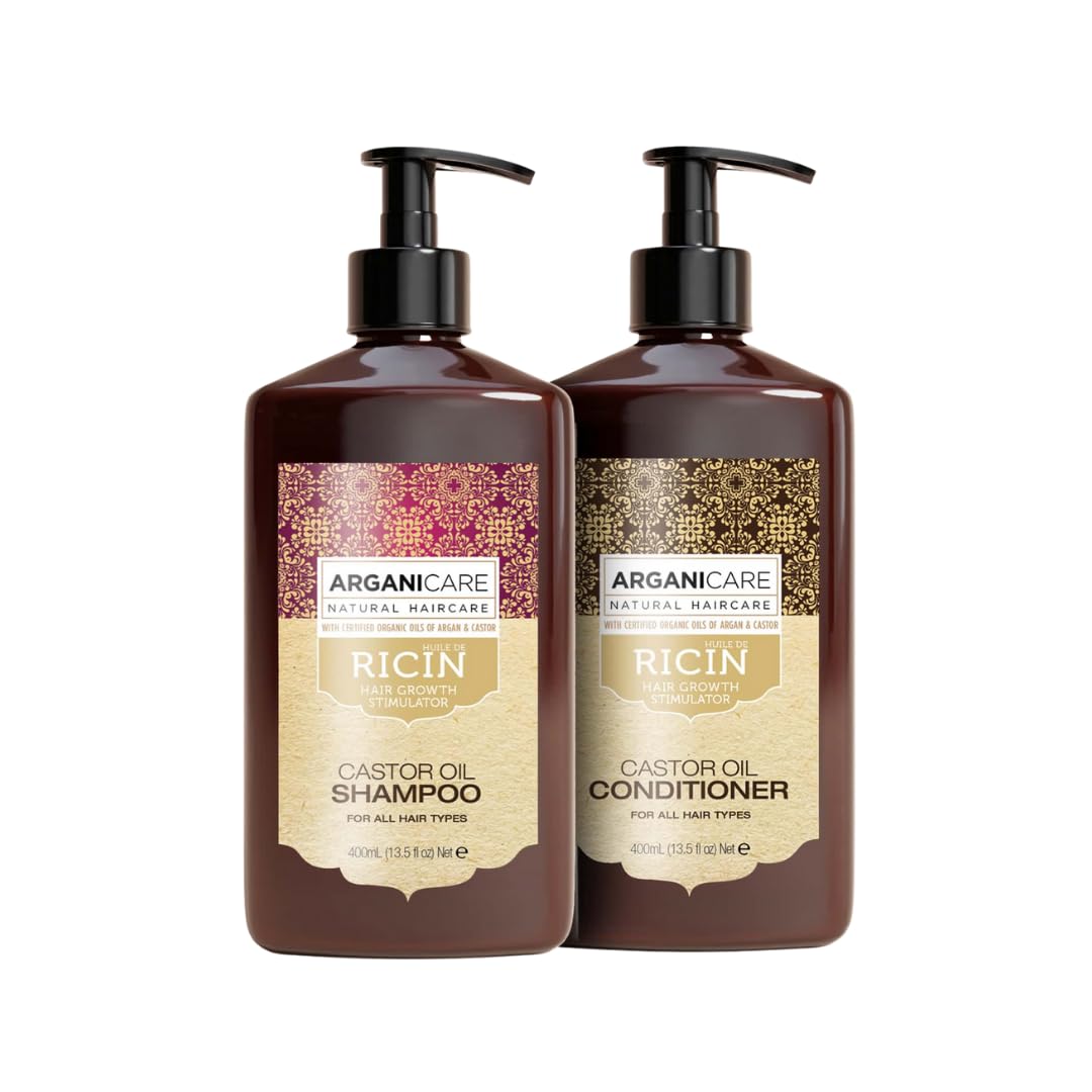 Arganicare | Duo Shampoo + Conditioner | Castor | Growth Accelerator | Gently Cleans & Moisturizes Hair | All hair types | 13.53 fl oz + 13.53 fl oz Beauty & Personal Care Arganicare