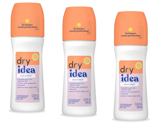 Dry Idea Deodorant 3.25 Ounce Roll-On Unscented Anti-Perspirant (96ml) (Pack of 3) Beauty & Personal Care Dry Idea