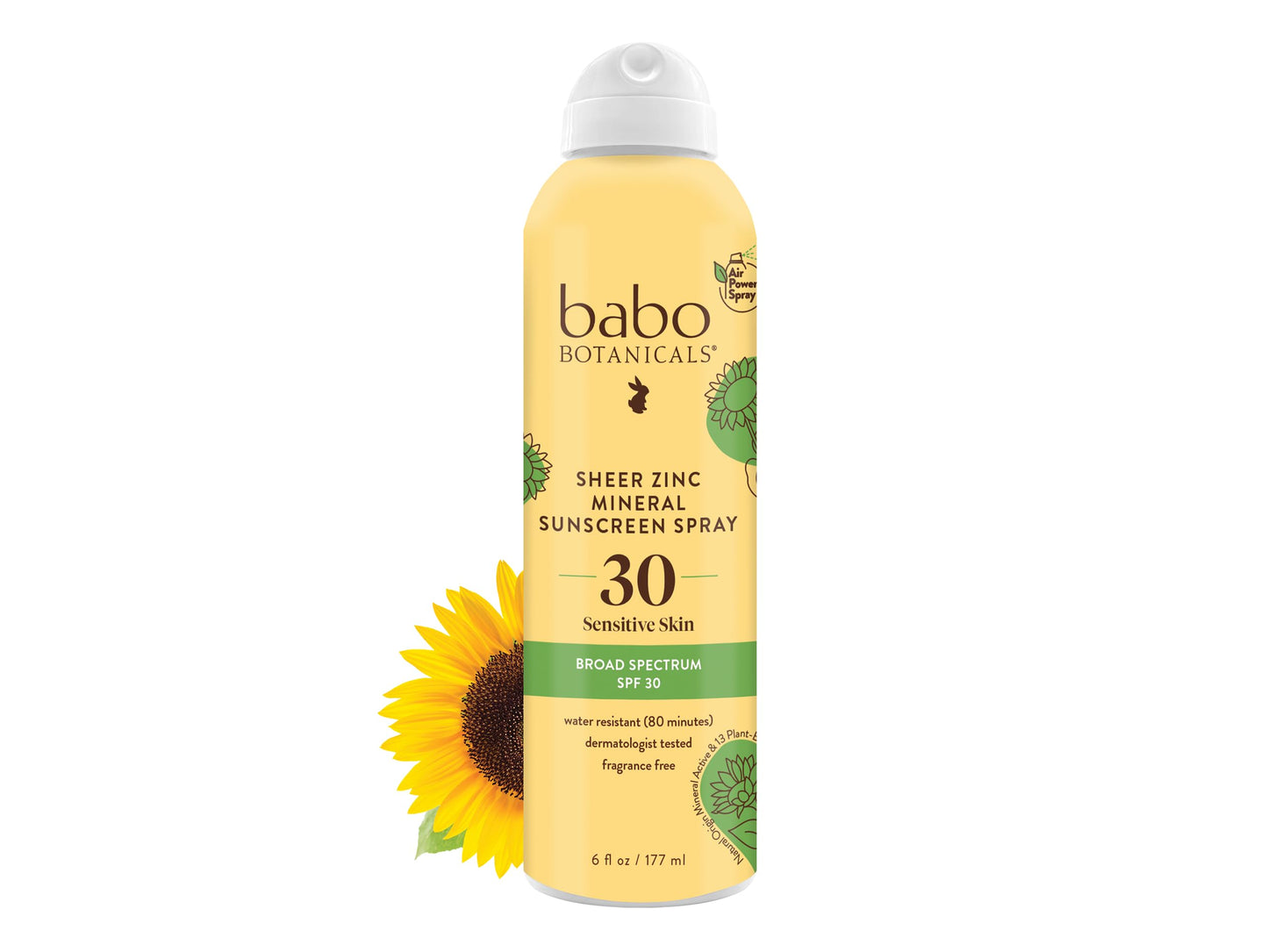 Babo Botanicals Sheer Zinc Continuous Sunscreen Spray SPF30 - Natural Zinc Oxide - Extra Sensitive Skin - Water Resistant - Vegan - Fragrance-Free Beauty & Personal Care Babo Botanicals
