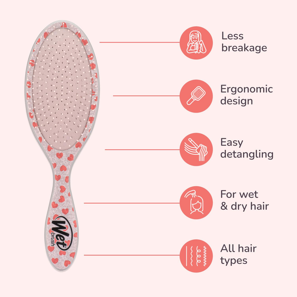 Wet Brush Original Detangler Hair Brush, Mickey & Minnie (Disney Love), Ultra-Soft IntelliFlex Bristles, Detangling Bristles Glide Through Tangles