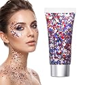 Red White Blue Hair Glitter Stick, 2026 New Patriotic USA Flag Star Chunky Face Body Outfits Sparkle Patriotic Pride Glitter for Soccer President's Beauty & Personal Care SundownAura