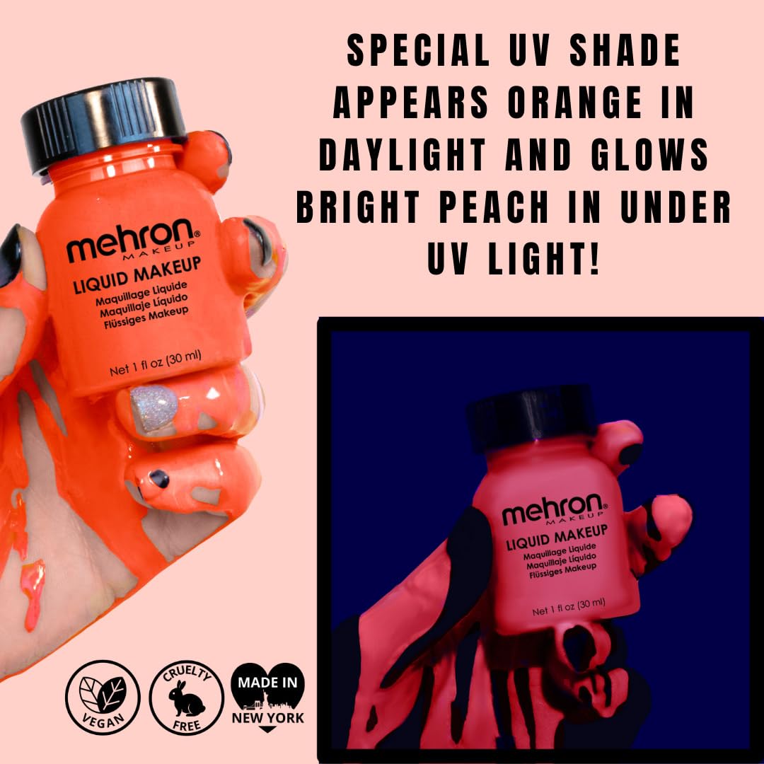 Mehron Makeup Liquid Makeup | Face Paint and Body Paint Perfect for Halloween, Cosplay I Air Brush Compatible Body Paint (1 oz) (Glow Orange) Beauty & Personal Care Mehron
