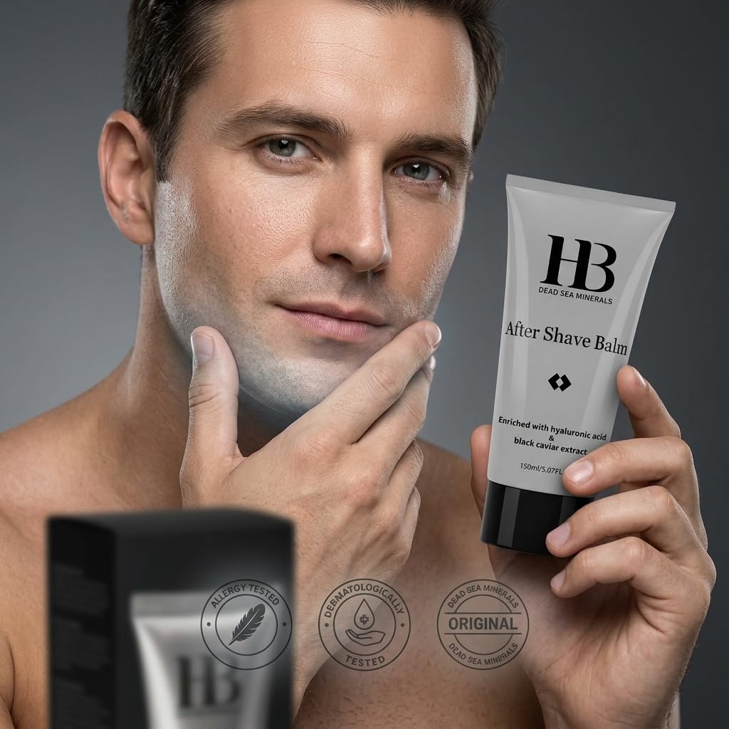 After Shave Balm for Men with Hyaluronic Acid & Black Caviar - Soothing Hydrating Post-Shave Moisturizer, Lightweight, Non-Greasy, 150ml Beauty and Personal Care H&B