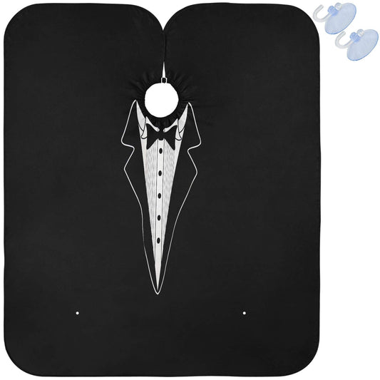 visesunny Tuxedo Design On Black Barber Cape Anti-Static Hair Cutting Cape with Snap Closure Professional Salon Polyester Beard Shaving Bib Beauty and Personal Care visesunny