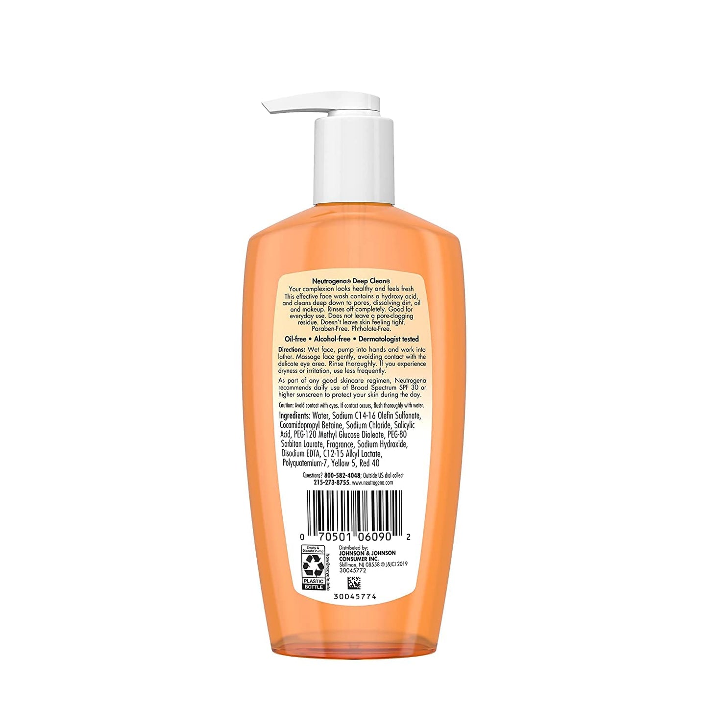 Neutrogena Deep Clean Daily Facial Cleanser with Beta Hydroxy Acid for Normal to Oily Skin, Alcohol-Free, Oil-Free & Non-Comedogenic, 6.7 fl. oz 6pk Beauty & Personal Care Neutrogena