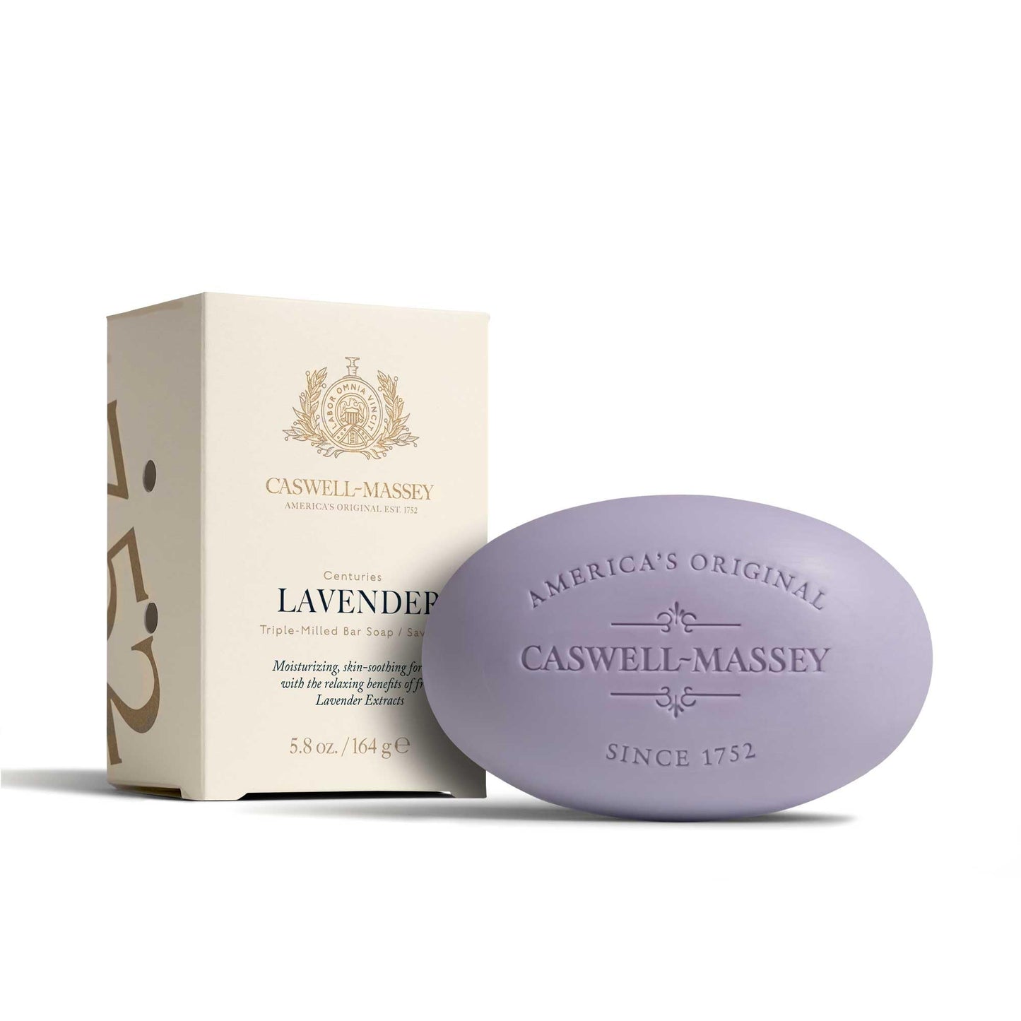 Caswell-Massey Lavender Natural Bar Soap for Women, Moisturizing Triple-Milled Body Soap for Bath, Face & Hands, Soothing Floral Scent, Plant-Based Beauty & Personal Care Caswell-Massey
