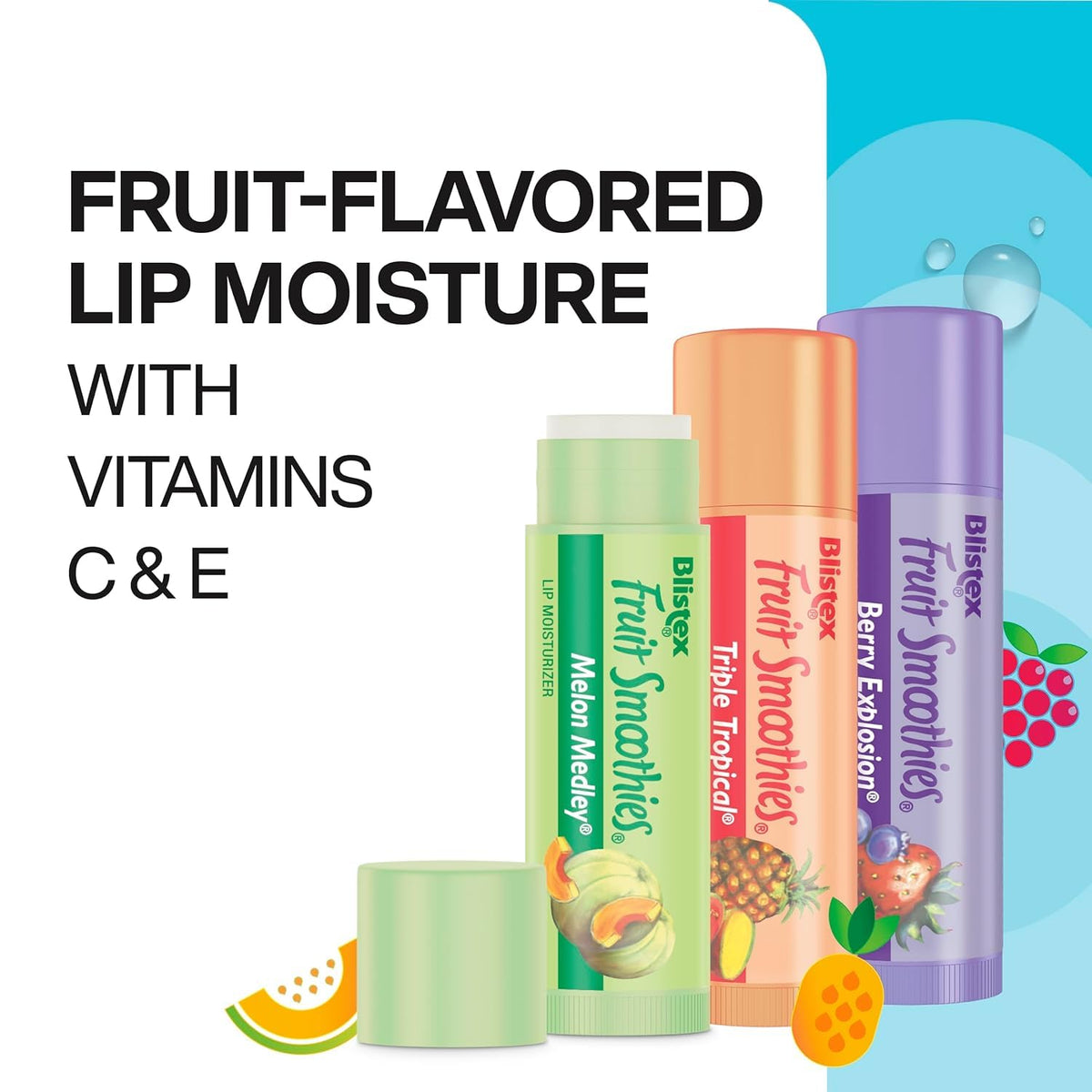 Blistex Fruit Smoothies Lip Moisturizers 3 Sticks 0.10 oz each Pack of 6 Beauty & Personal Care Blistex