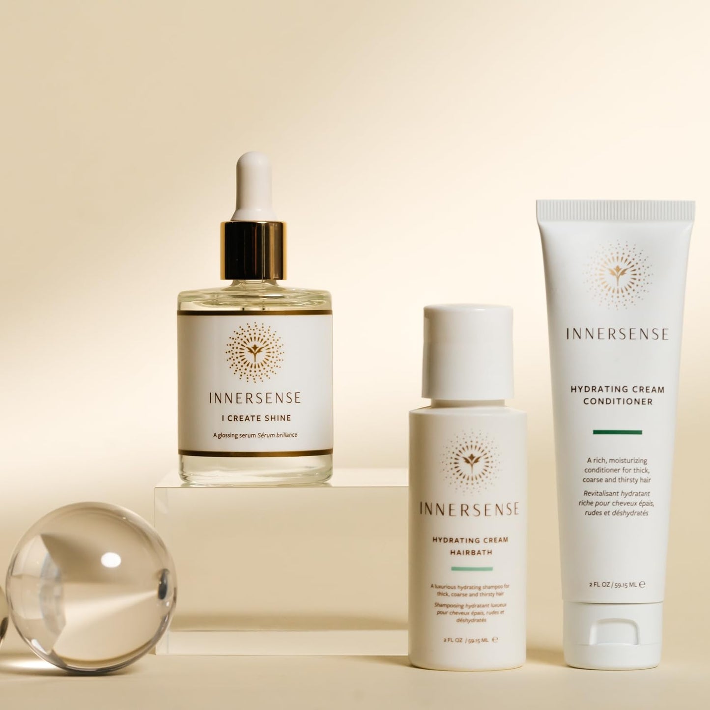 INNERSENSE Organic Beauty - Hydrate & Shine Set | I Create Shine, Hydrating Cream Hairbath, Hydrating Cream Conditioner | Non-Toxic, Cruelty-Free Beauty & Personal Care INNERSENSE
