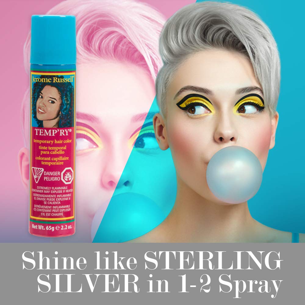 Jerome Russell Temp’rye Silver Temporary Hair Color Spray - Intense Spray-On Fast-Drying Non-Sticky, Cruelty-Free BPA-Free, 2.2 oz, 3 Pack Beauty & Personal Care Jerome Russell