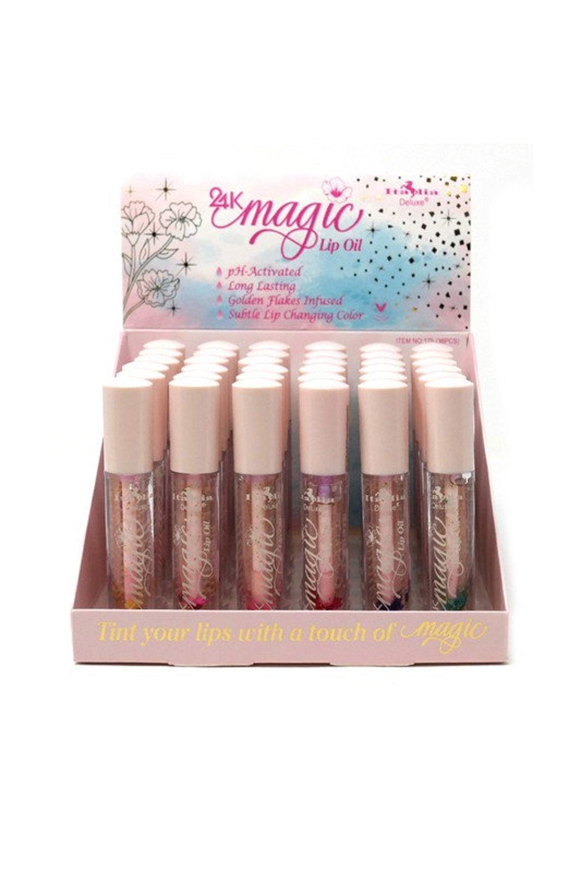 Italia Deluxe 24K MAGIC Lip Oil / Lip Gloss 6 Pcs Beauty & Personal Care Italia Deluxe