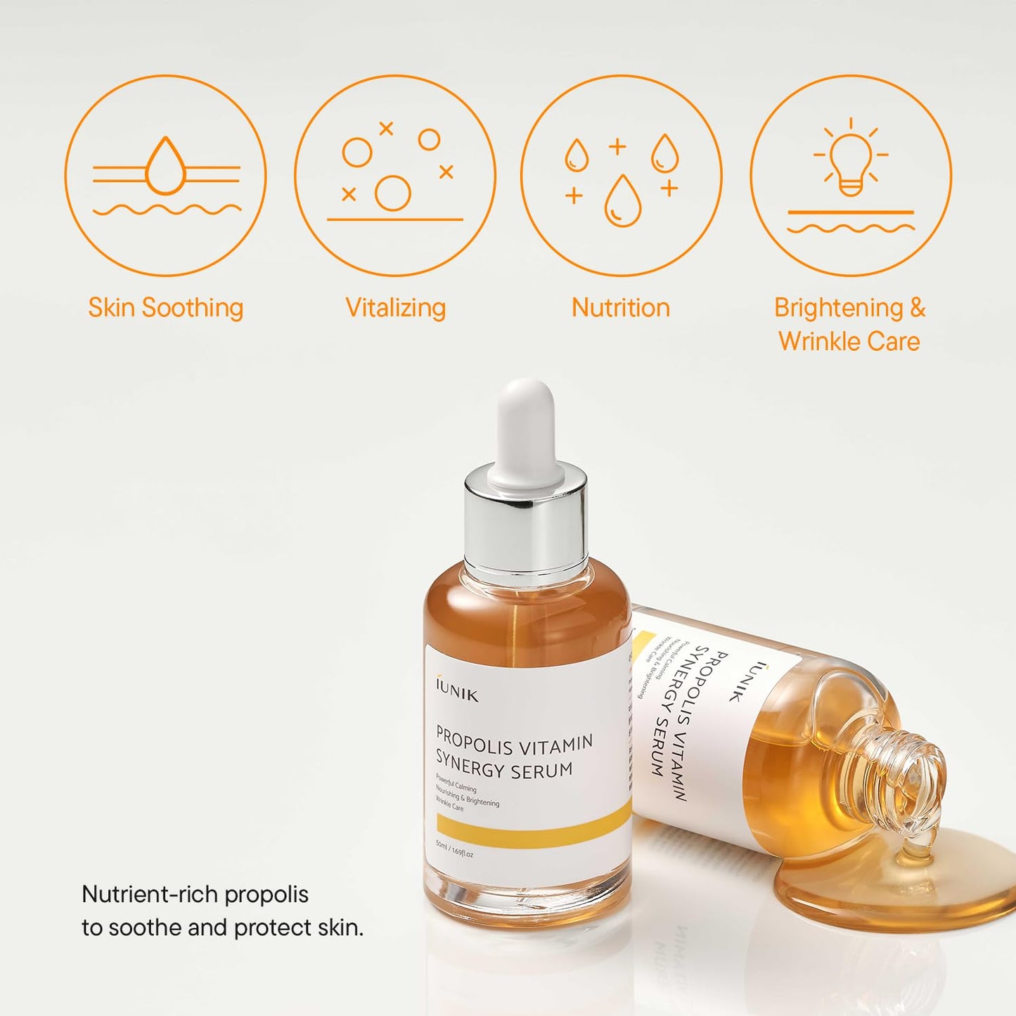 IUNIK Propolis Vitamin Synergy Serum - Propolis & Vitamin Tree Extract, Glow Boosting & Nourishing Serum for Dry, Dull & Sensitive Skin, Korean Beauty & Personal Care IUNIK