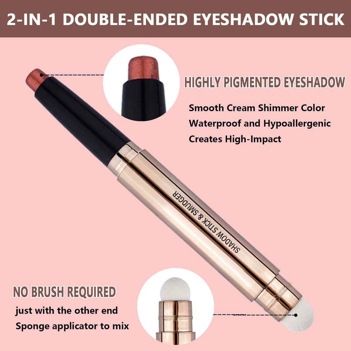 Rose Red Eyeshadow Stick, Cream Smooth Glitter Eyeshadow Pencil Crayon, Hypoallergenic Waterproof Long Lasting Shimmer Eye Shadow Pen Beauty & Personal Care MAY FOLTREN
