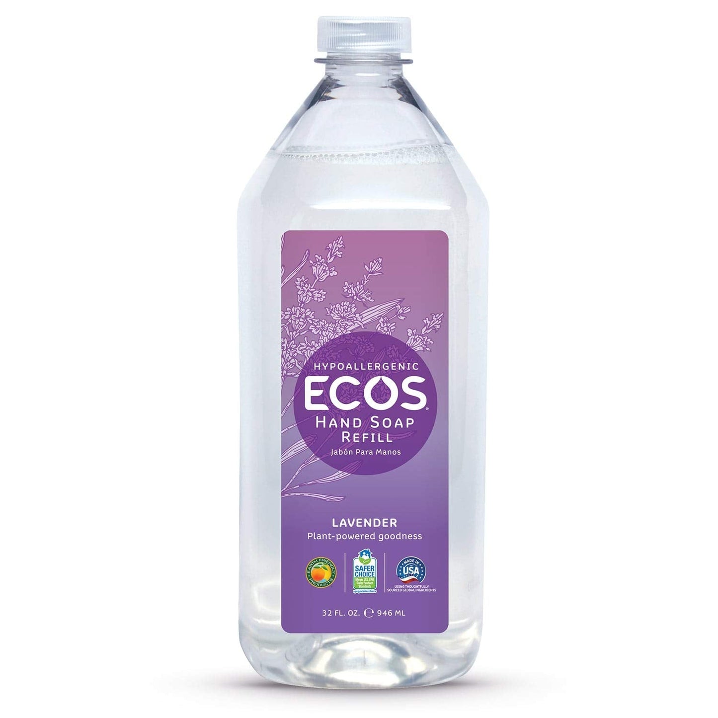 ECOS Hypoallergenic Hand Soap Lemongrass 32oz Bottle by Earth Friendly Products, Lavender, 32 Fl Oz (67670) Beauty & Personal Care ECOS