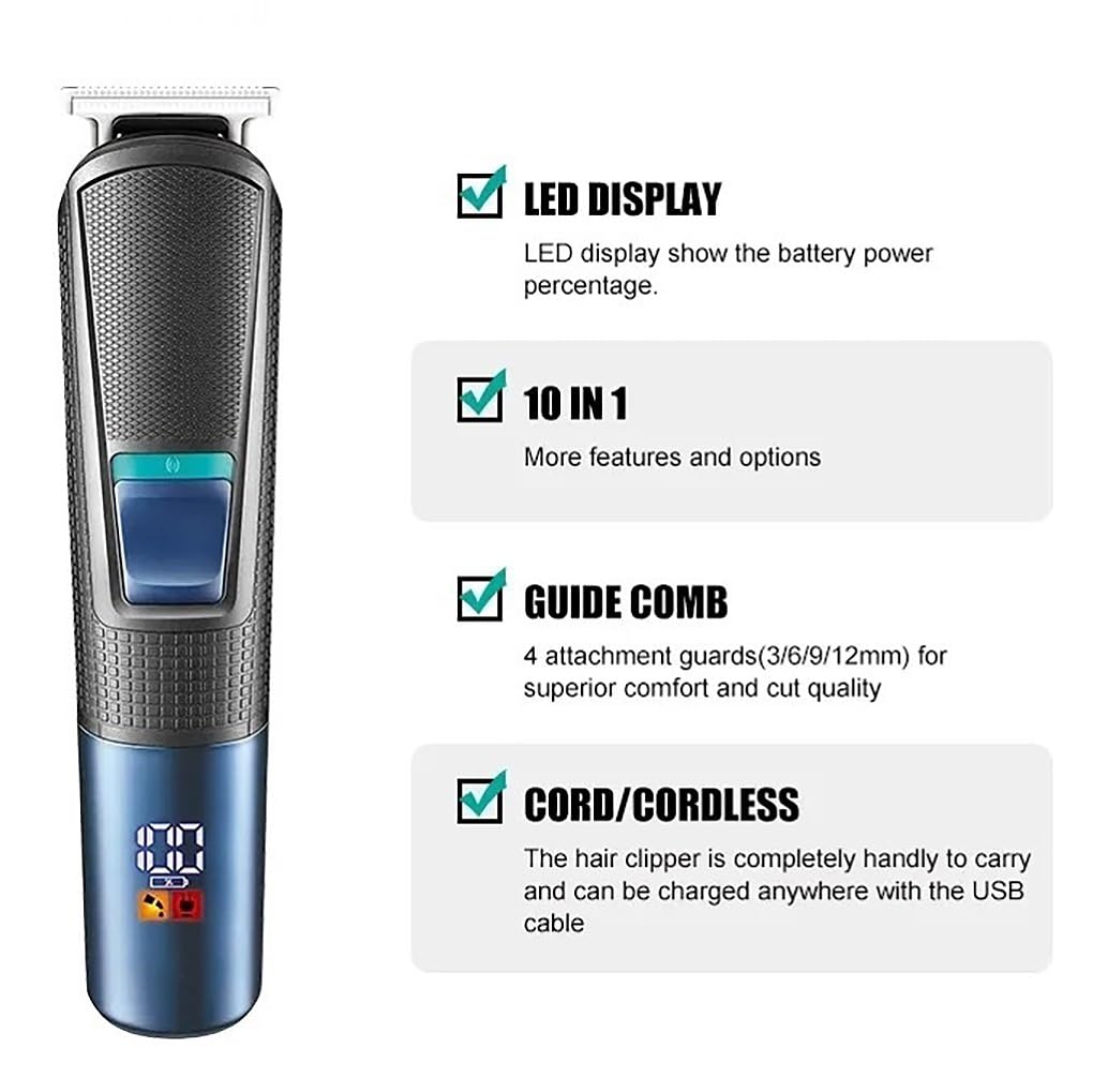 QDKVTNDJZ Hair Clippers for Men, All in One Rechargeable Beard Trimmer for Grooming Kit Electric Shaver Body Edge Nose Ear Eyebrow Beauty and Personal Care QDKVTNDJZ