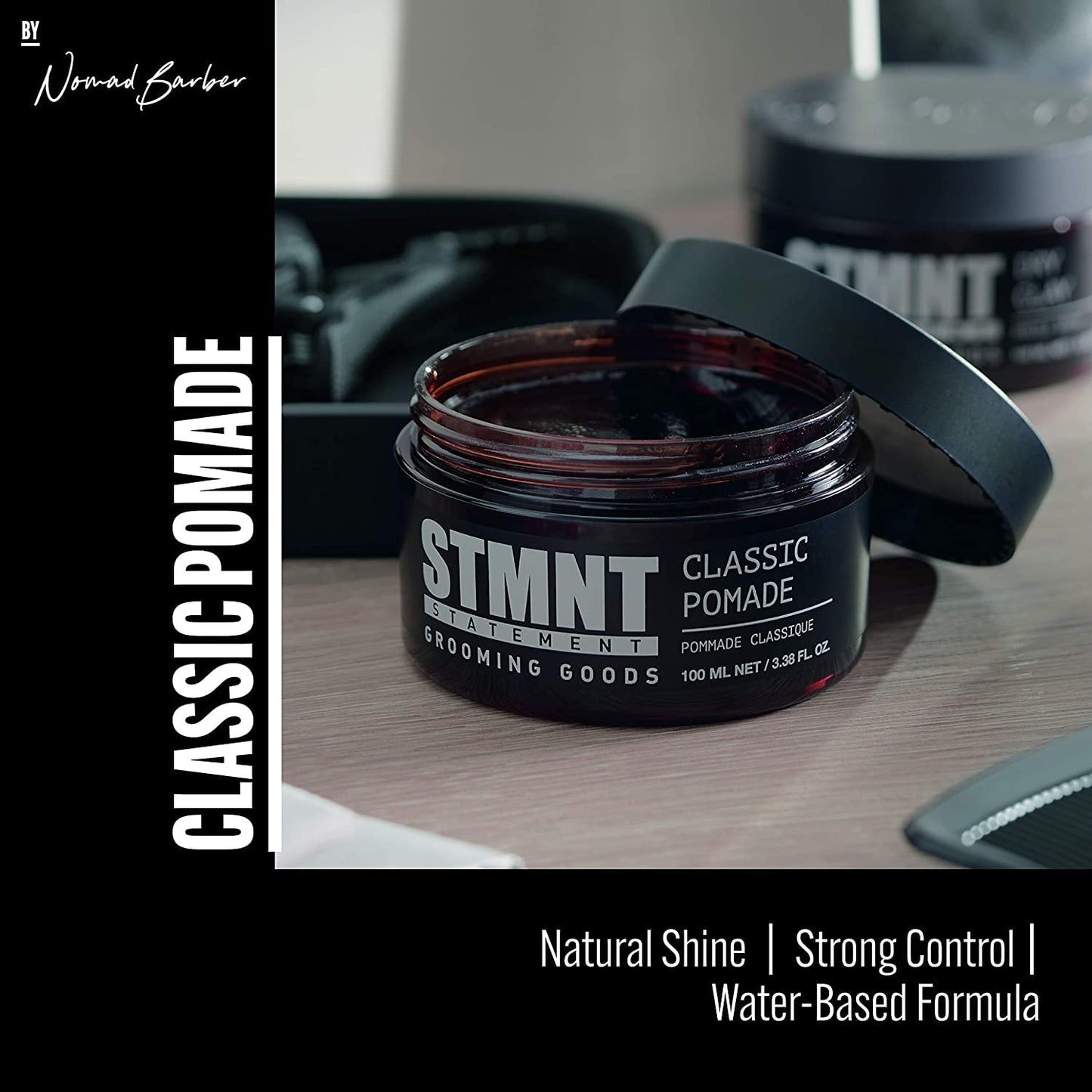 STMNT Grooming Goods Classic Pomade, 3.38 oz | Natural Shine | Strong Control | Easy to Wash Out Beauty & Personal Care STMNT