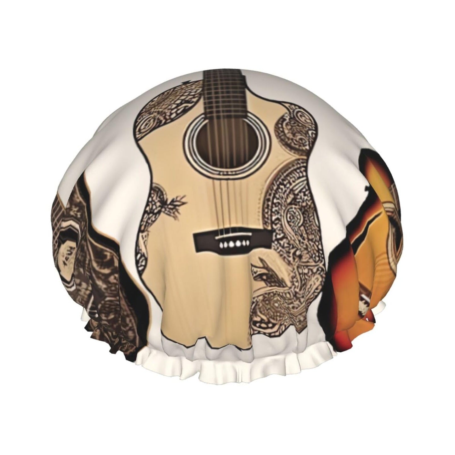 Guitar Shower Cap for Women Men Large Reusable Shower Bonnet Double-Layer Waterproof Bath Caps Elastic Band Hair Hat for All Hairstyles Beauty and Personal Care BWLHJKE