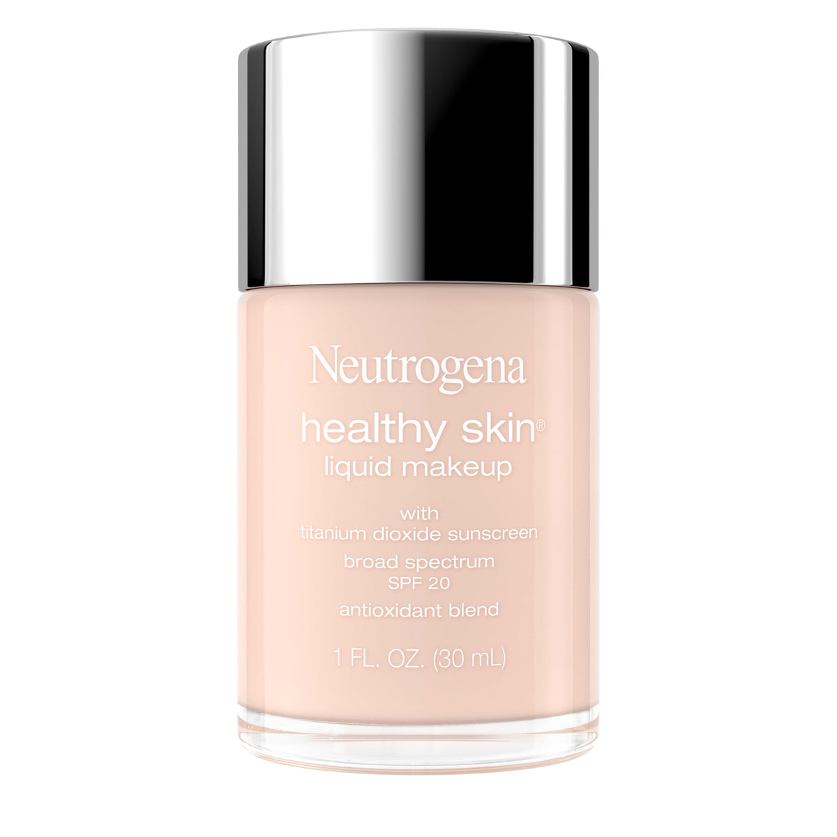 Neutrogena Healthy Skin Liquid Foundation Makeup Broad Spectrum SPF 20 Sunscreen, Medium Coverage, Vit B5, Antioxidants, All Day Wear, Shell 100C, 1 Beauty & Personal Care Neutrogena