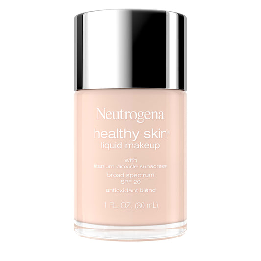 Neutrogena Healthy Skin Liquid Foundation Makeup Broad Spectrum SPF 20 Sunscreen, Medium Coverage, Vit B5, Antioxidants, All Day Wear, Shell 100C, 1 Beauty & Personal Care Neutrogena
