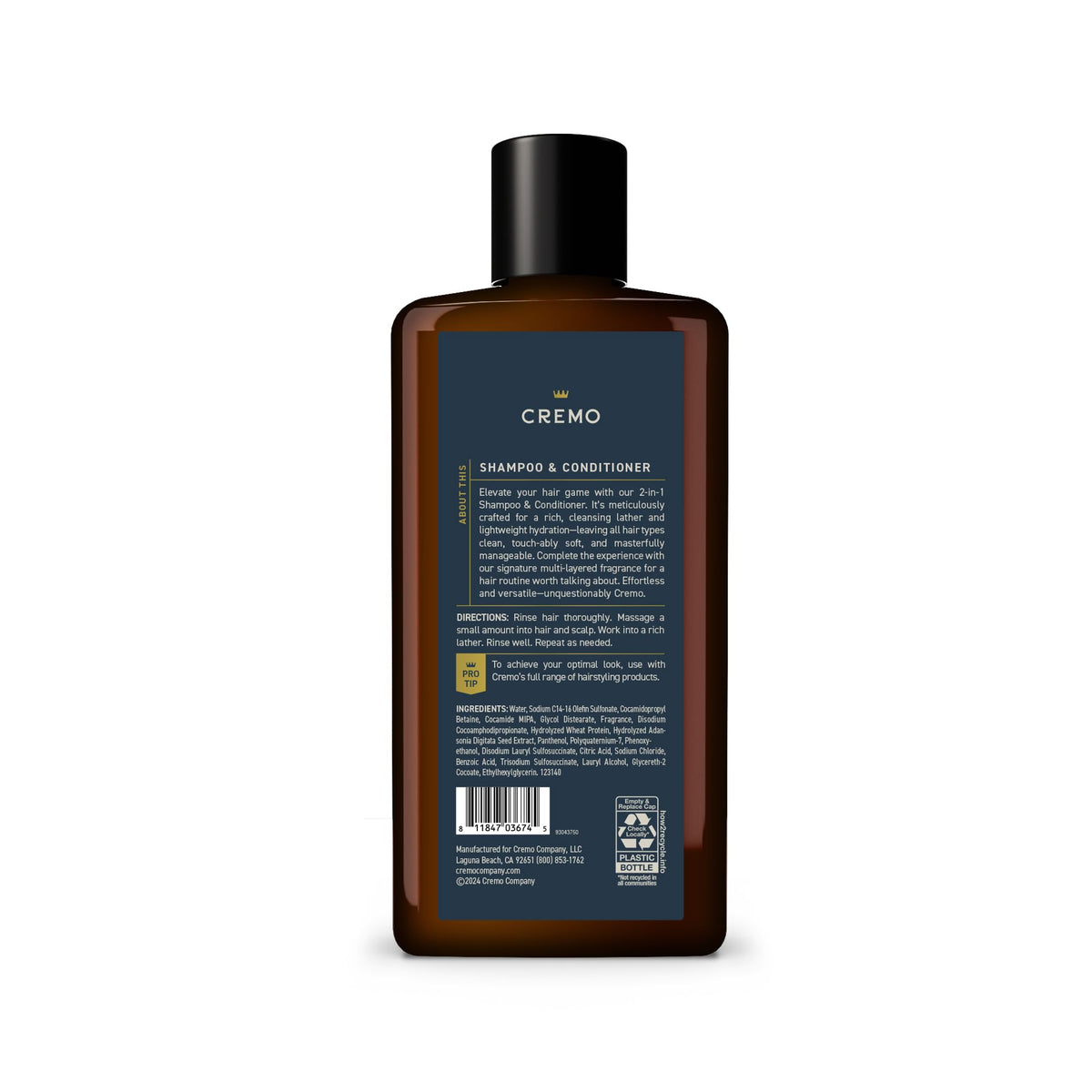 Cremo Palo Santo Barber Grade 2-n-1 Shampoo & Conditioner, Notes of Bright Cardamom, Dry Papyrus and Aromatic Palo Santo,16 Fl Oz Beauty & Personal Care Cremo