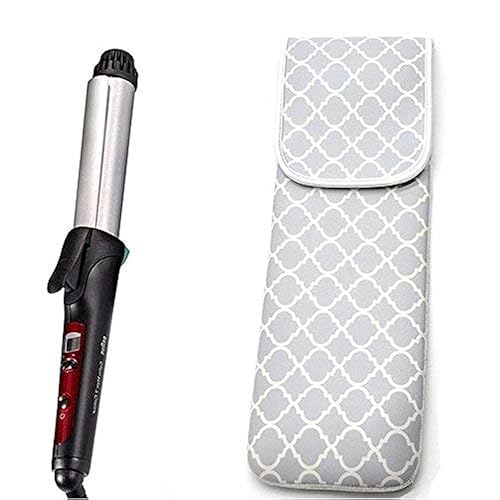 ALEIFLE Women's Heat Resistant Neoprene Curling Iron Holder Flat Iron Curling Wand Travel Storage Cover Case Bag Pouch -Water-Resistant (Grey Chervon) Beauty & Personal Care ALEIFLE