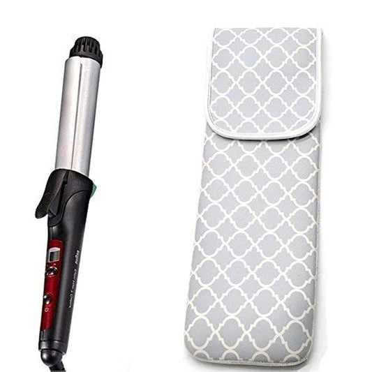 ALEIFLE Women's Heat Resistant Neoprene Curling Iron Holder Flat Iron Curling Wand Travel Storage Cover Case Bag Pouch -Water-Resistant (Grey Chervon) Beauty & Personal Care ALEIFLE