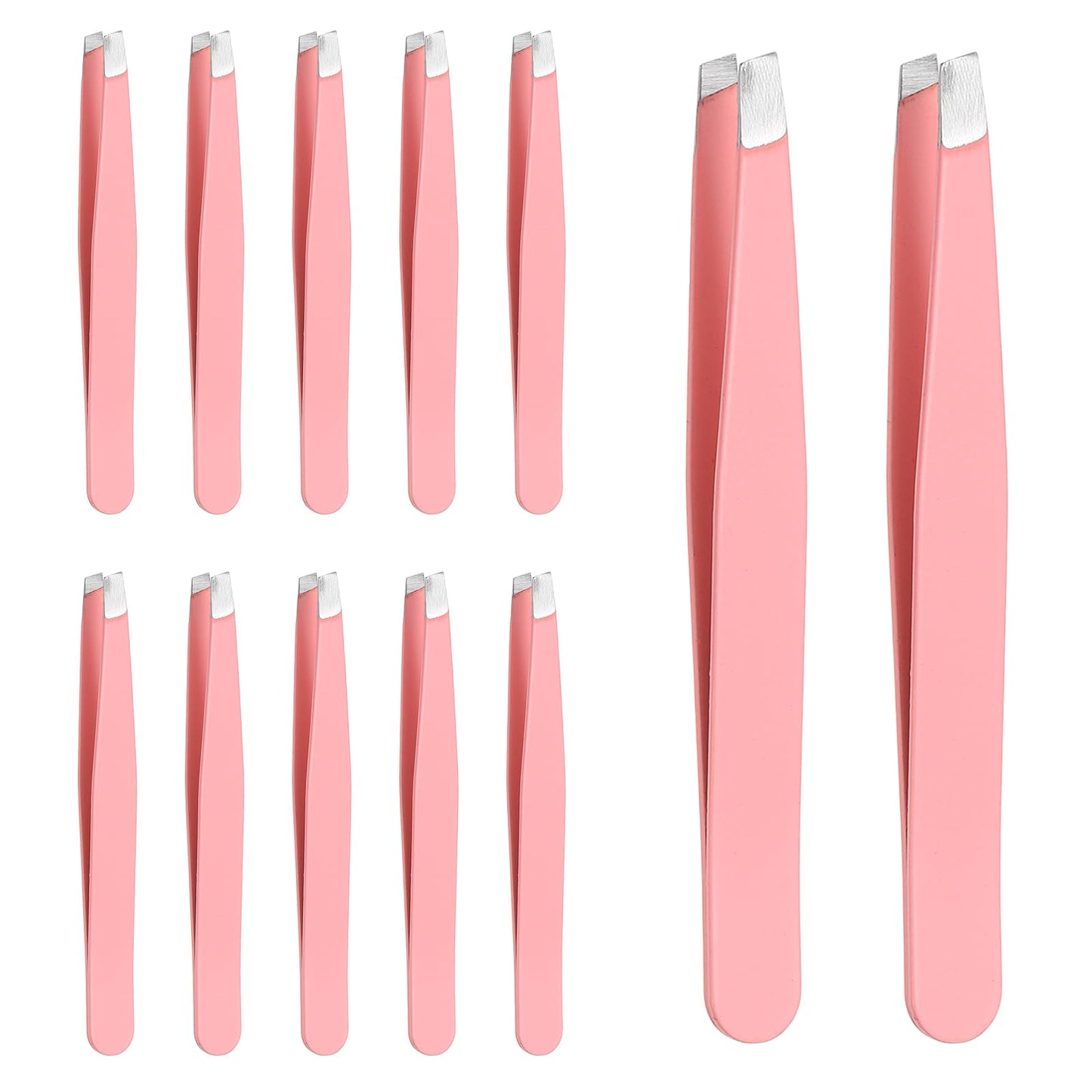 HARFINGTON 12Pcs Eyebrow Tweezers Set Stainless Steel Slanted Tip Beauty Tweezers Hair Plucking Casual Beauty Tools for Facial Hair Eyebrow, Pink Beauty and Personal Care HARFINGTON