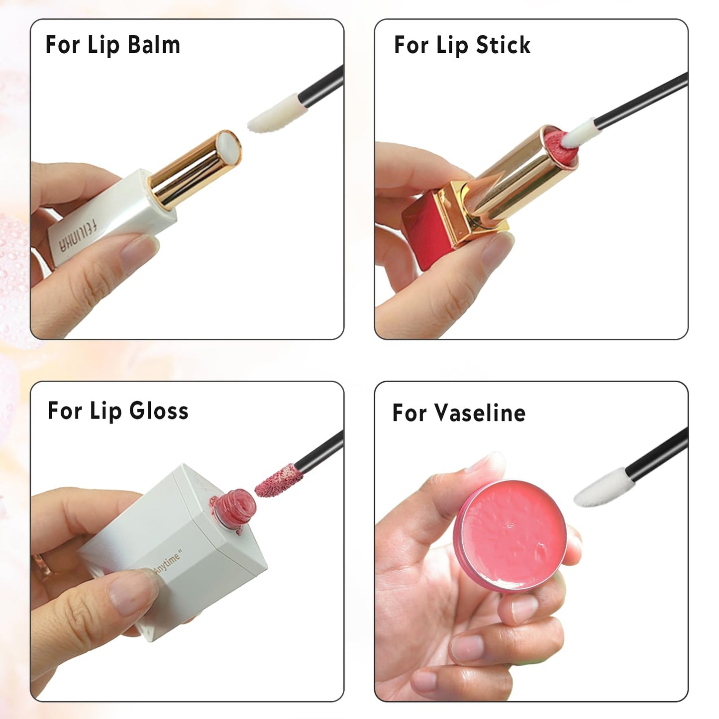 600pcs Disposable Lip Applicators, Lipstick Brushes & Lip Wands - Black & Pink 3.6 Inch Hygienic Makeup Applicators for Precision Application Beauty & Personal Care Bcowos