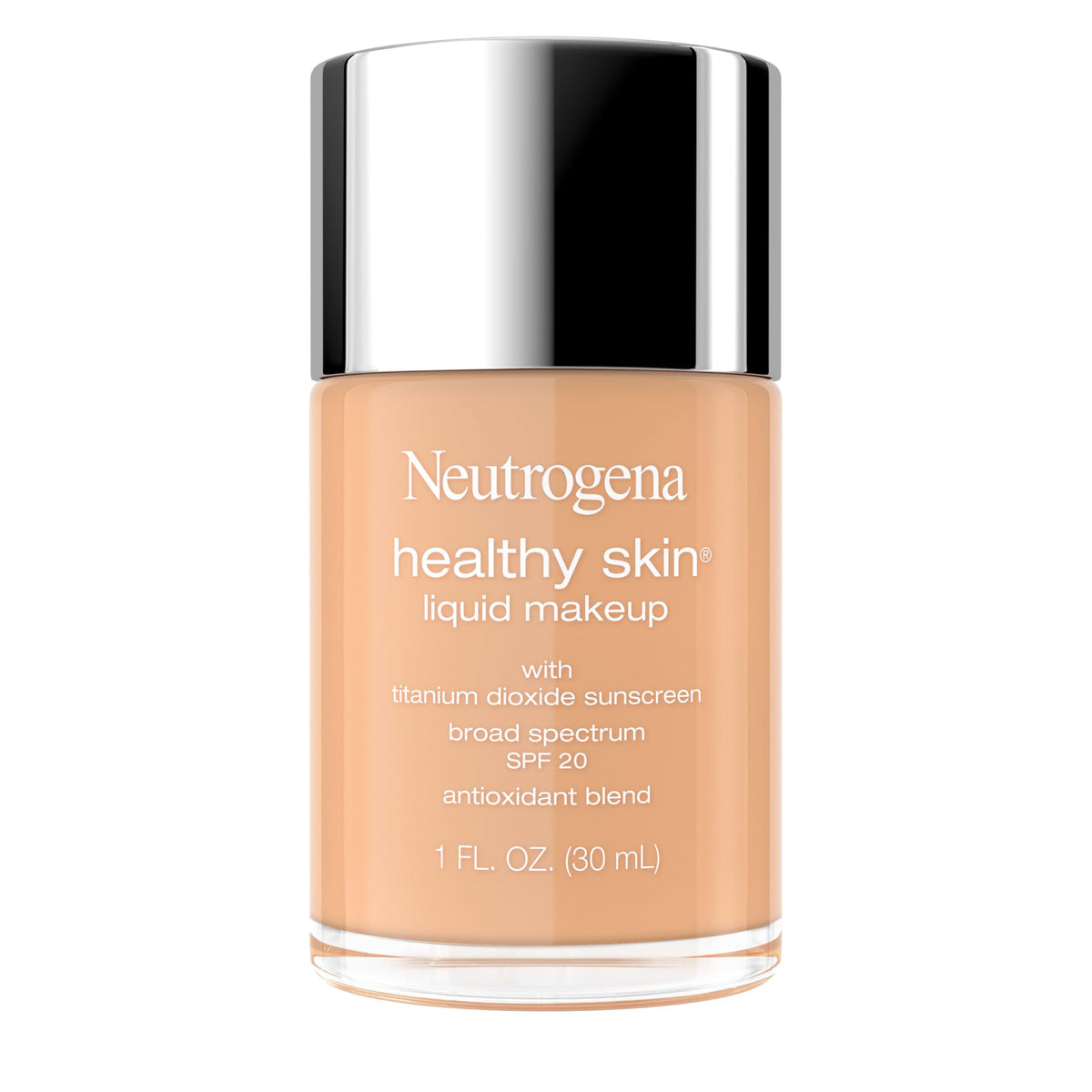 Neutrogena Healthy Skin Liquid Foundation Makeup Broad Spectrum SPF 20 Sunscreen, Medium Coverage, Vit B5, Antioxidants, All Day Wear, Buff Beige Beauty & Personal Care Neutrogena